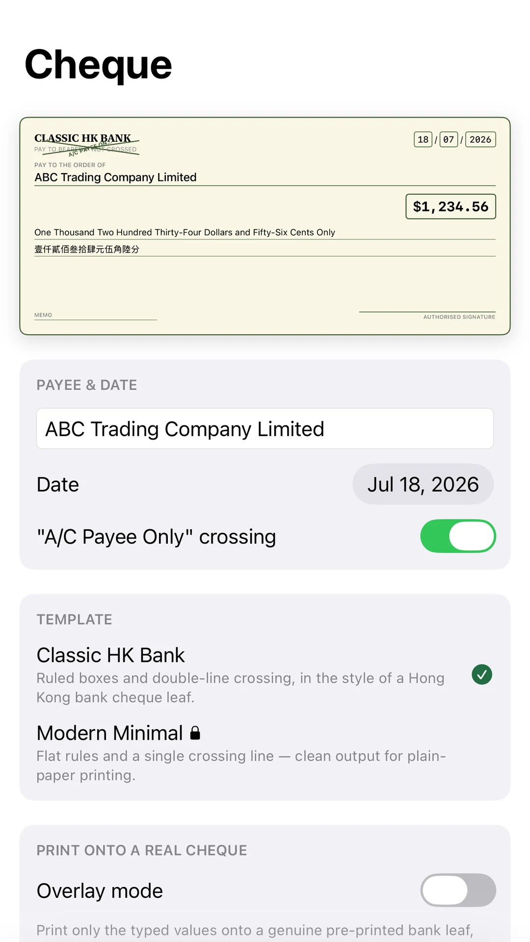 Cheque Helper: Amount in Words screenshot